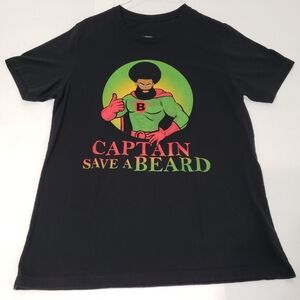 Captain Save A Beard t-shirt Men's black large multicolor